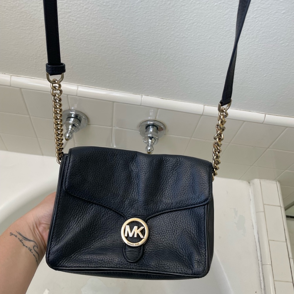 Michael Kors Black Crossbody Bag with Gold Hardware